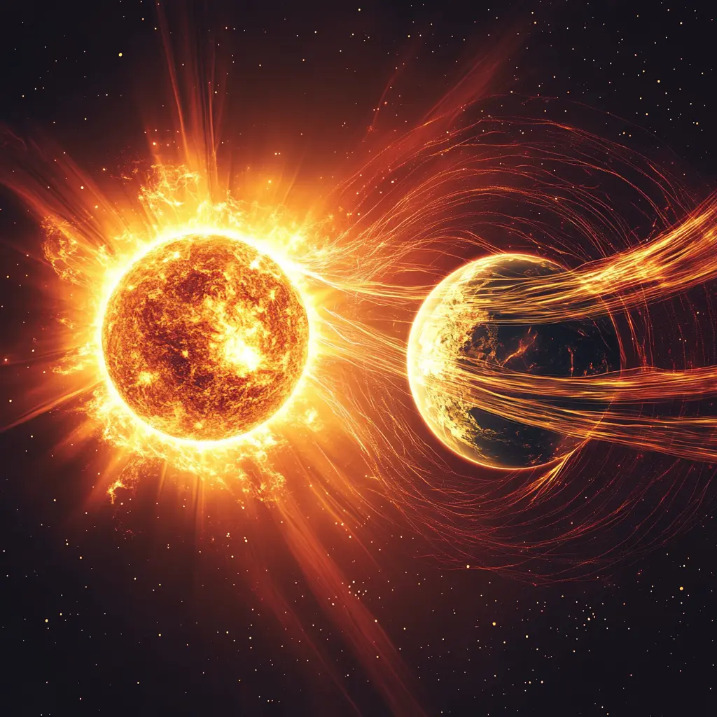 The Sun, solar wind, and Earth's magnetosphere.